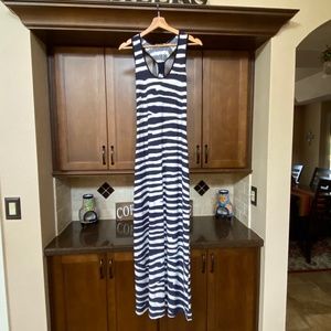 Calvin Klein NAVY BLUE AND WHITE  SLEEVELESS MAXI DRESS